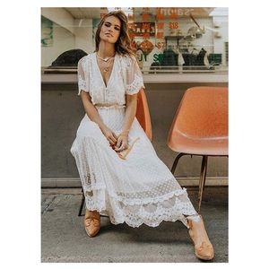White lace boho dress